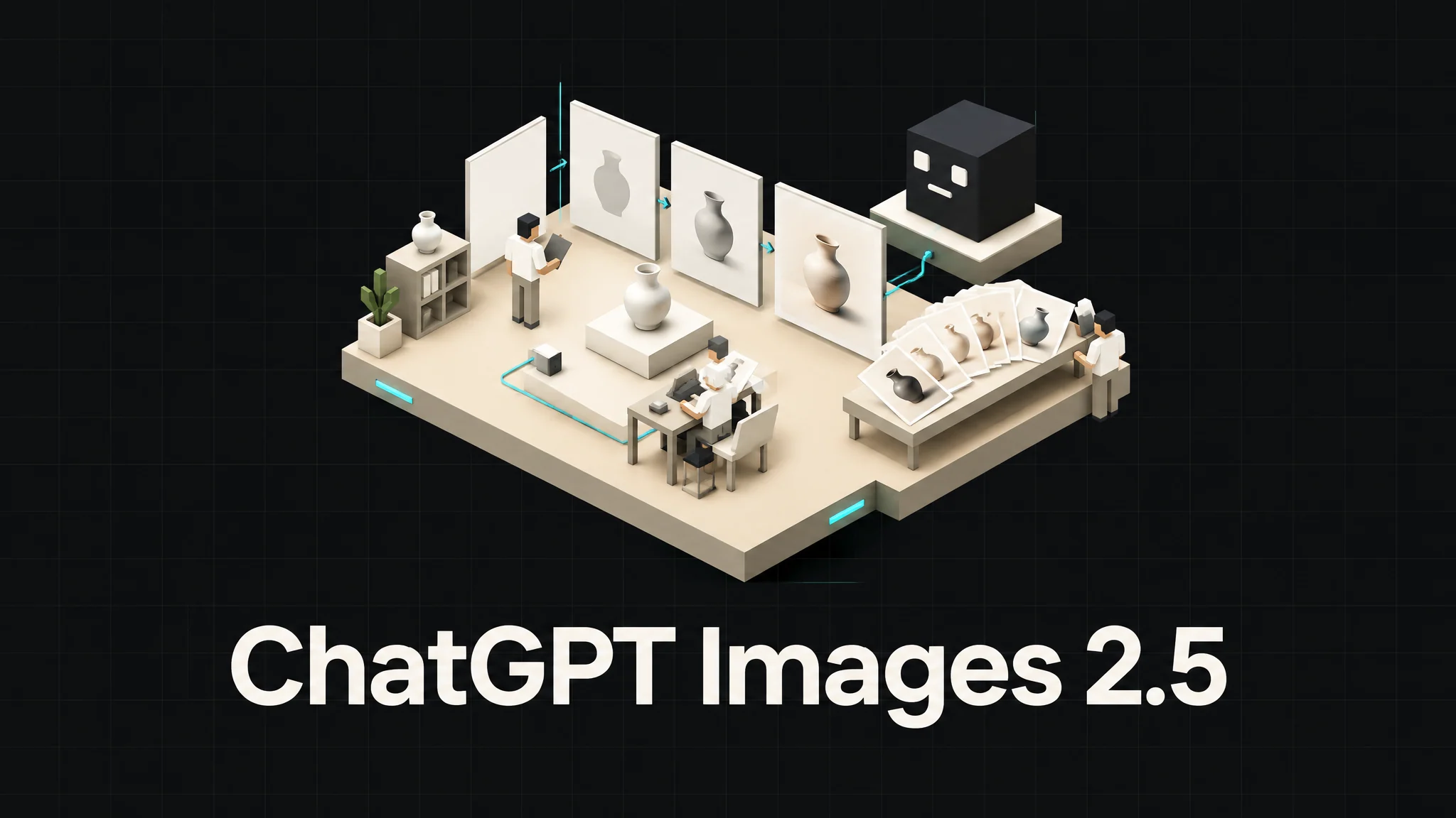 Flusso di lavoro visivo astratto che mostra una rapida esplorazione delle immagini che passa a una precisa modifica assistita dall'IA per ChatGPT Images 2.5.